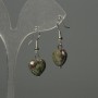 Сережки Яшма Кровь дракона серце 12мм+-, довжина 30мм+