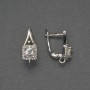 Earring posts with White Rhinestones, Silver-Tone Metal, 17x7 mm – Pair
