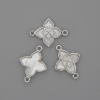 Mother-of-Pearl Connector 15x19mm ± Silver-Toned Metal