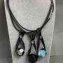 Faceted Agate Pendant on Rubber Cord, length 47 cm+
