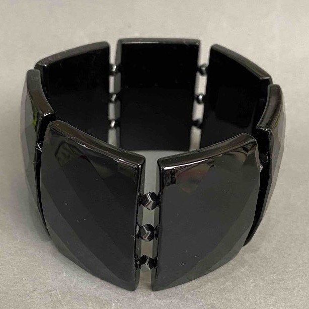 Faceted agate link bracelet 40×28 mm ±, length 18 cm ± stretch