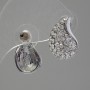 White Rhinestone Stud Earrings, 12x18 mm, Silver-Toned Metal